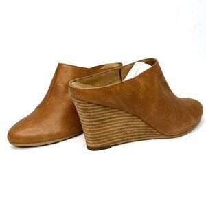 Aerosoles Heelrest Cognac Leather Wedge Mules Size 7M